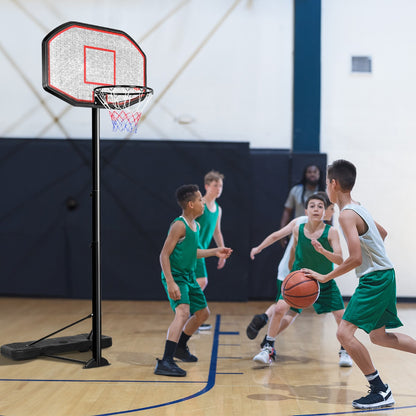 Kids adjustable basketball hoop stand with wheels, height 2m-3m, ideal for home play.