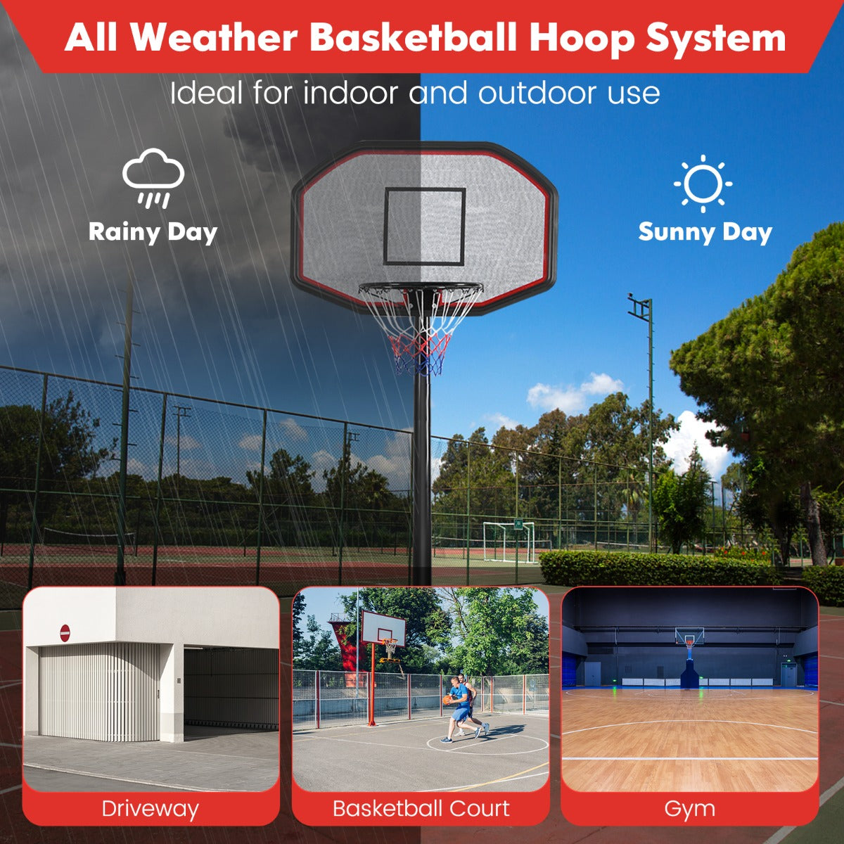 Adjustable Kids Basketball Hoop Stand | Height range 2m-3m, convenient wheels, perfect for home fun.