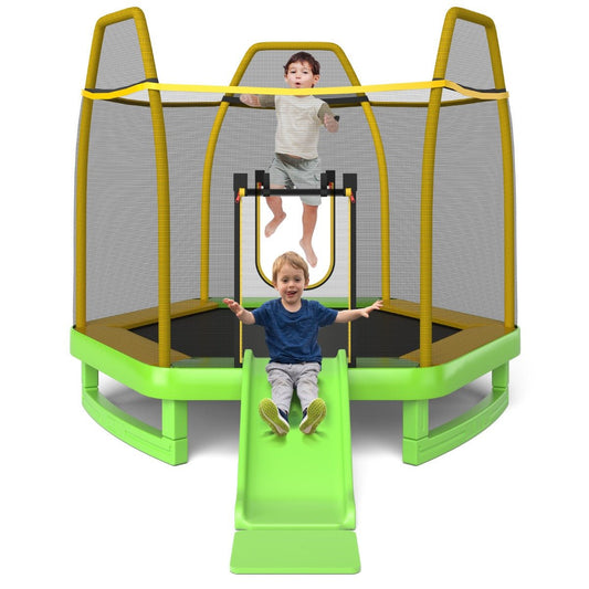 Ultimate 3-in-1 7FT Trampoline: Slide, Ladder & Ocean Balls Included