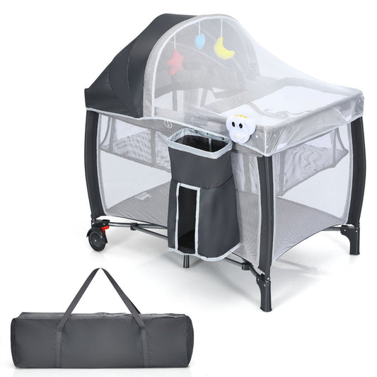 Versatile 3-in-1 Baby Crib with Canopy and Changing Table - Complete Nursery Solution