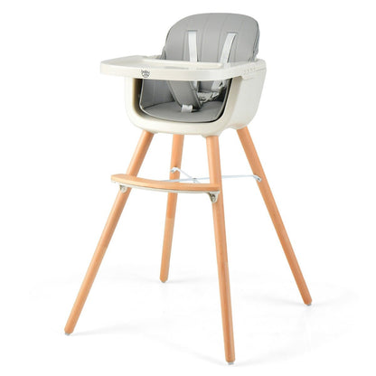 3-in-1 Baby High Chair: Adjustable Legs and Tray for Dining - Grey