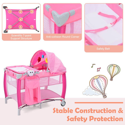 Convertible Baby Portacot - 3-in-1 Design with Adjustable Net for Safety