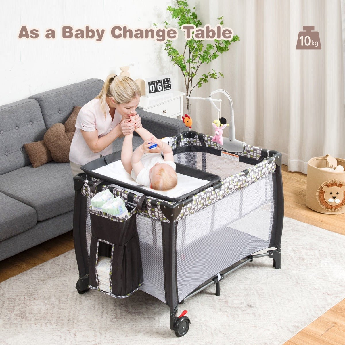 3-in-1 Portacot with Bassinet & Changing Table - Nurturing Travel Companion