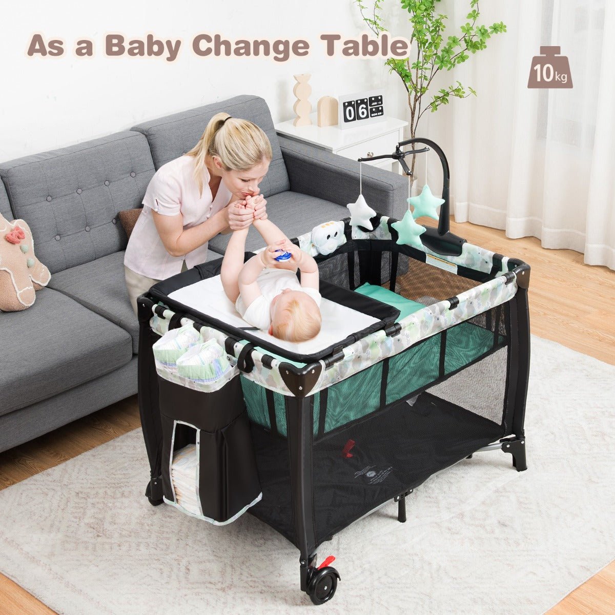 3 in 1 Baby Portable Cot Sleeper Changer Kids Mega Mart