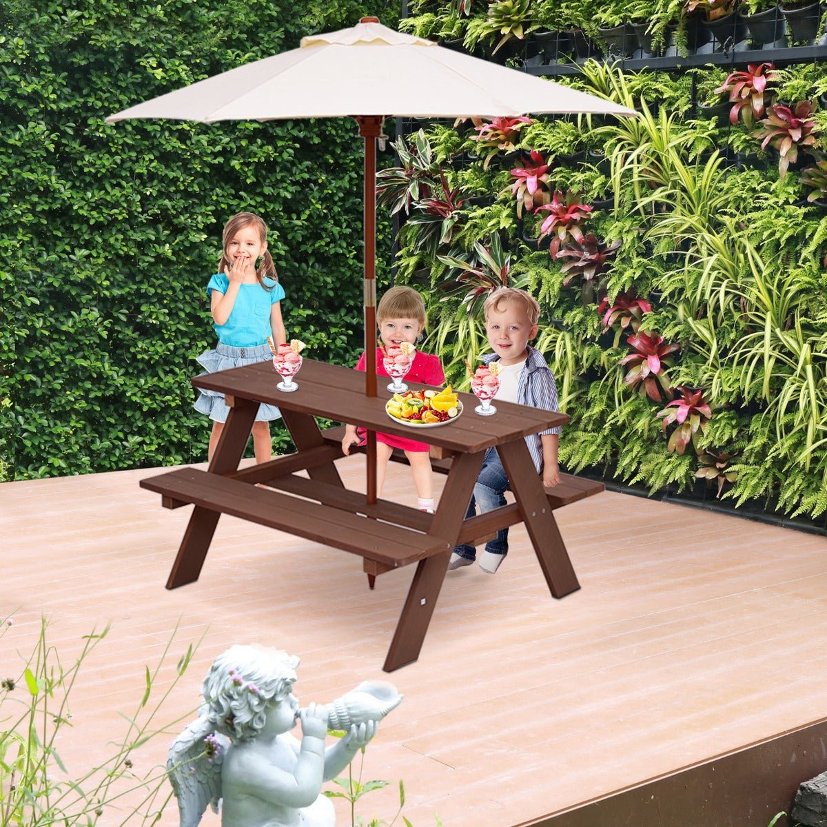 Kids Nature Escape: 3-in-1 Picnic Table with Detachable Umbrella - Blissful Moments