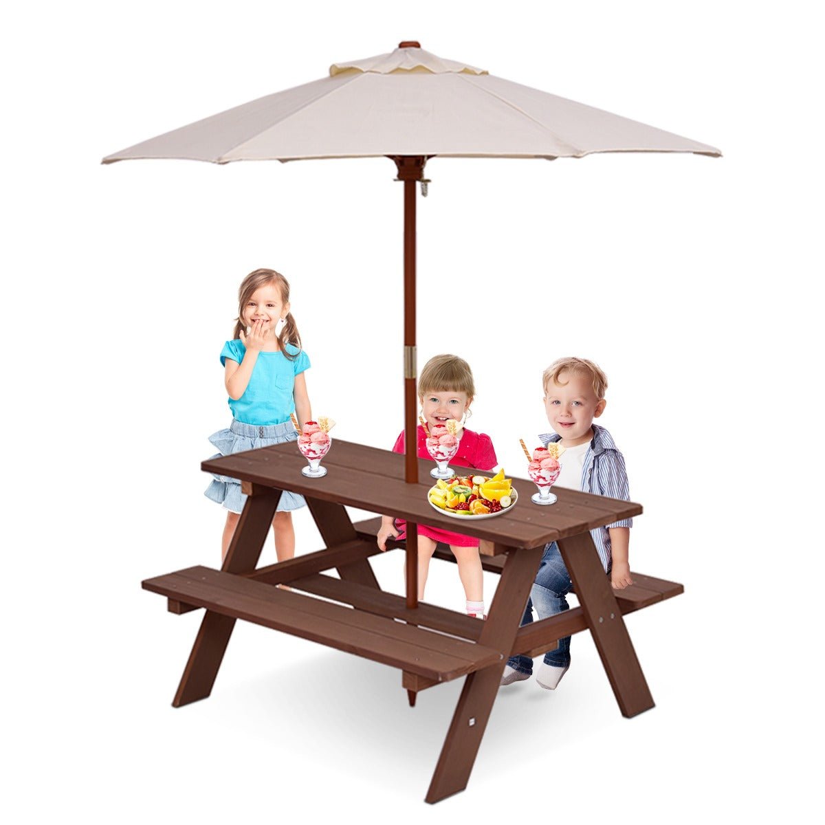 Versatile 3-in-1 Kids Picnic Table: Garden Fun with Removable Umbrella