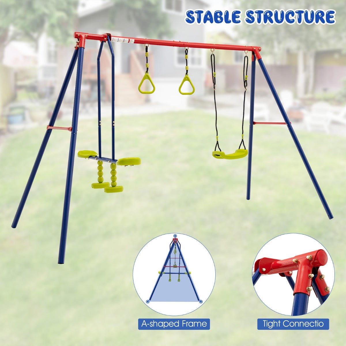 Multi-Function 3-in-1 Outdoor Swing Set: Safe and Joyful Play