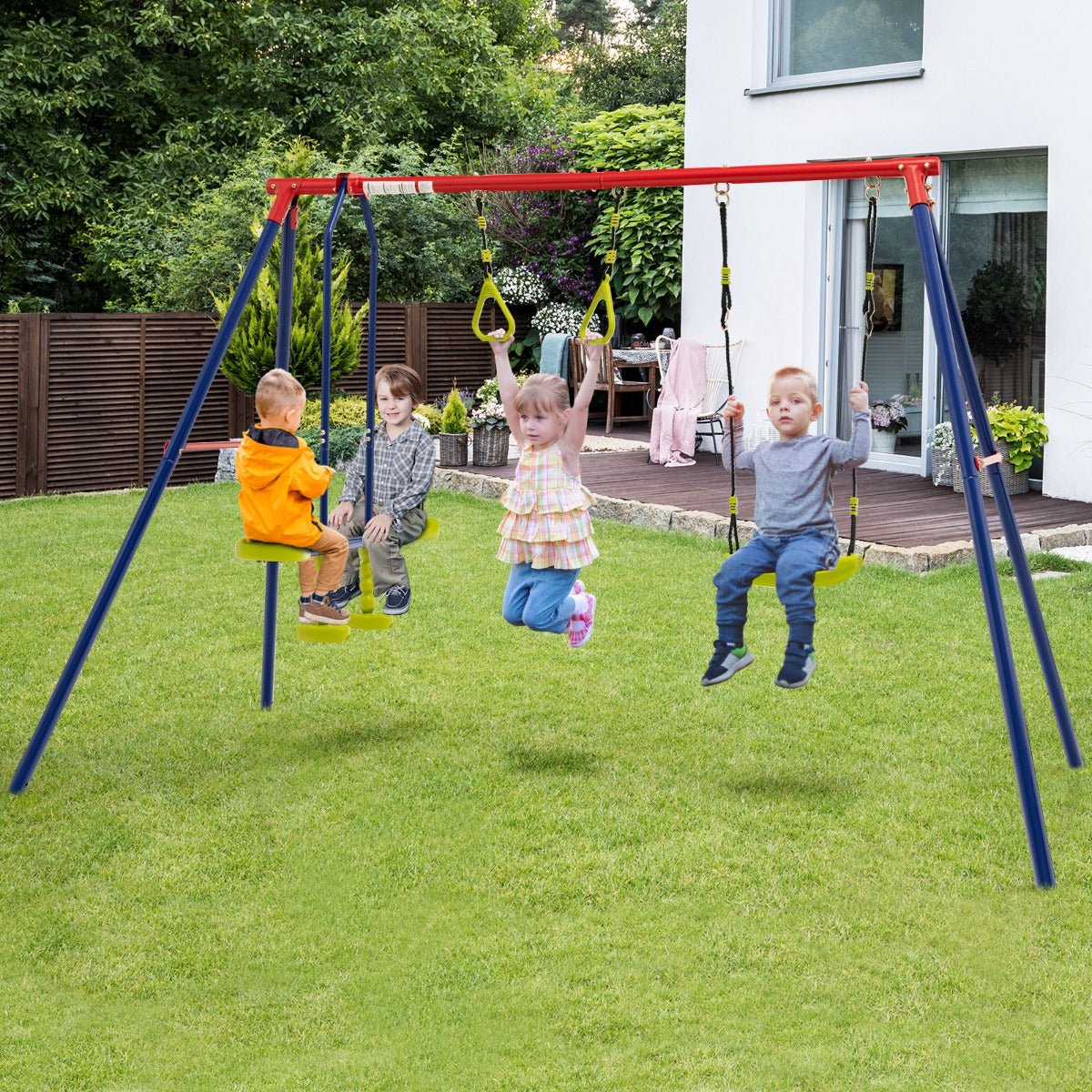 3-in-1 Swing Set with Ground Stakes: Active Adventures for Children