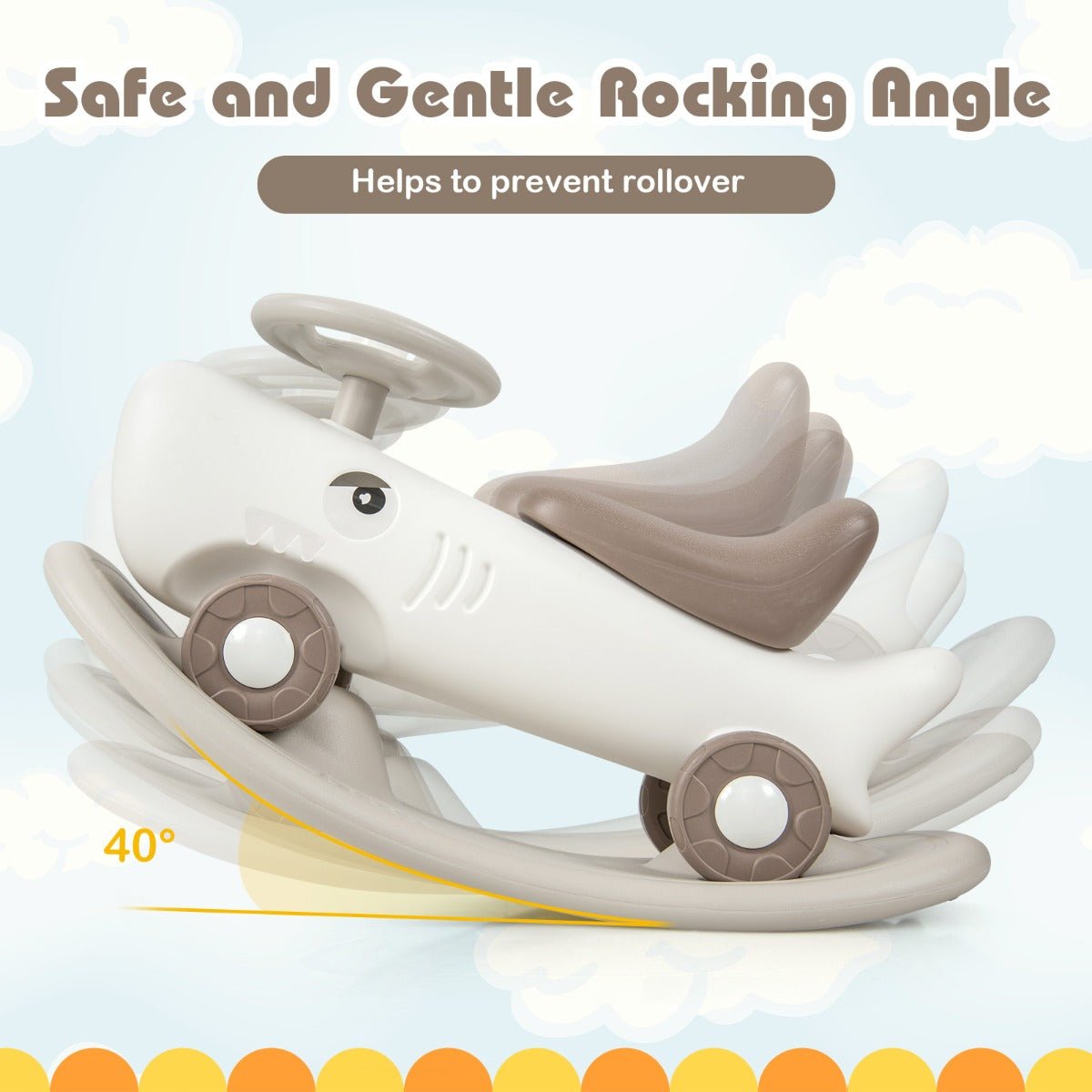 White 3-in-1 Kids Rocking Pony, Balance Board and Slide Car for versatile indoor play.