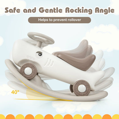 White 3-in-1 Kids Rocking Pony, Balance Board and Slide Car for versatile indoor play.