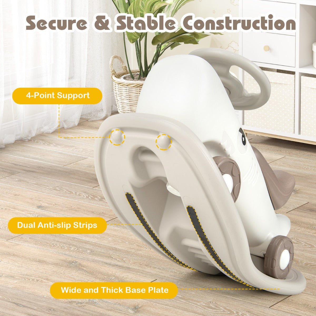Kids 3-in-1 White Rocking Pony transforms into a Balance Board and Slide Car.
