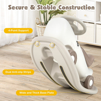 Kids 3-in-1 White Rocking Pony transforms into a Balance Board and Slide Car.