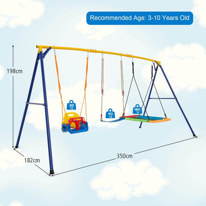 Adjustable 3-in-1 Kids Swing Set for Outdoor Playground - perfect for backyard playtime.