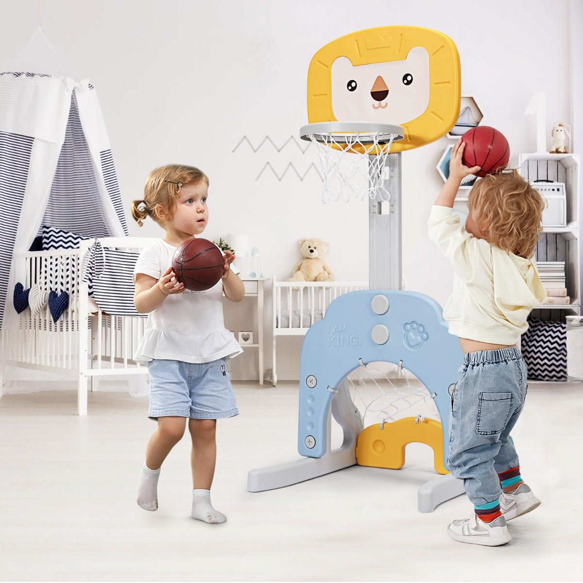 Children's Playground: Height Adjustable Basketball Stand for Active Play