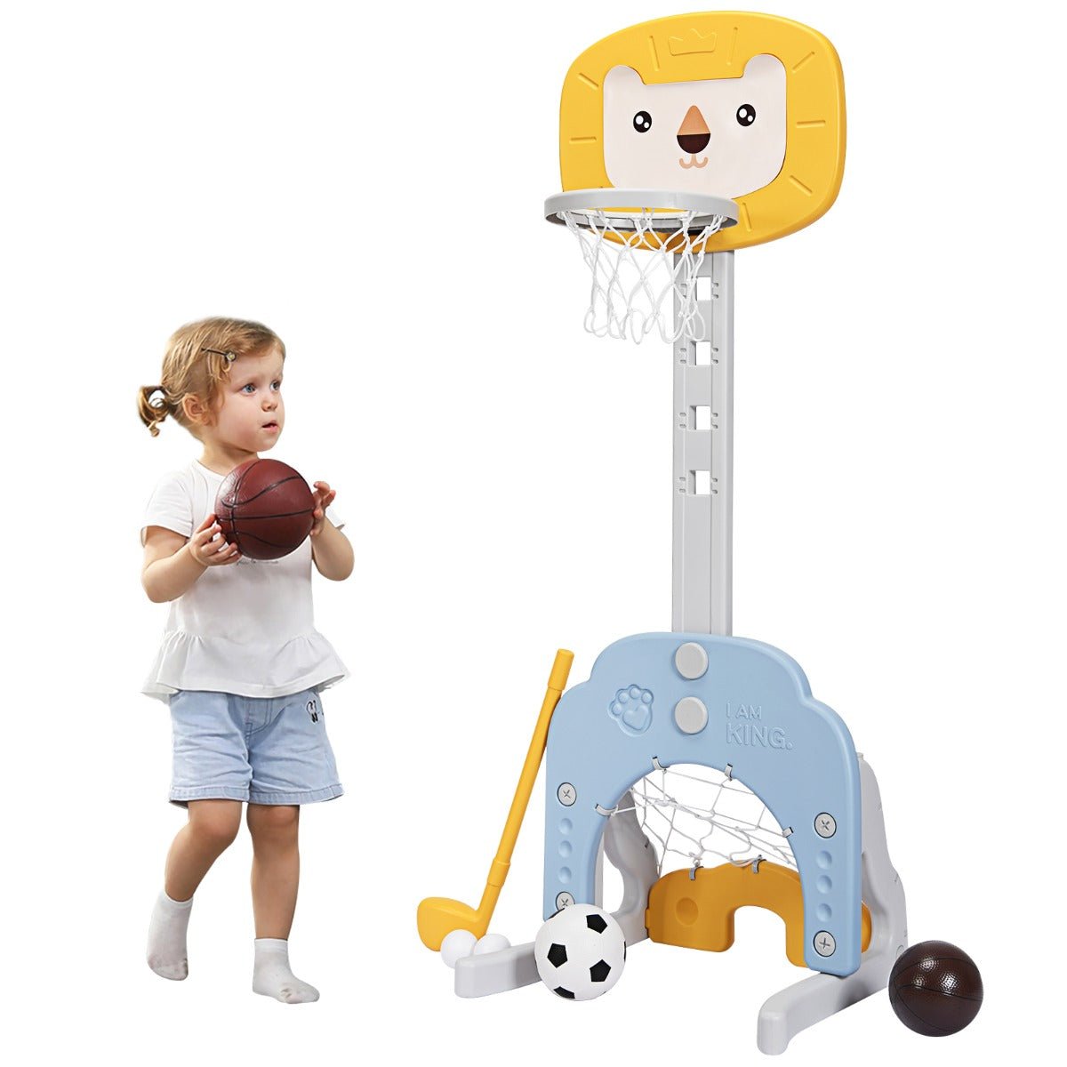 Kids Playground Set with Adjustable Basketball Stand: Active Outdoor Fun