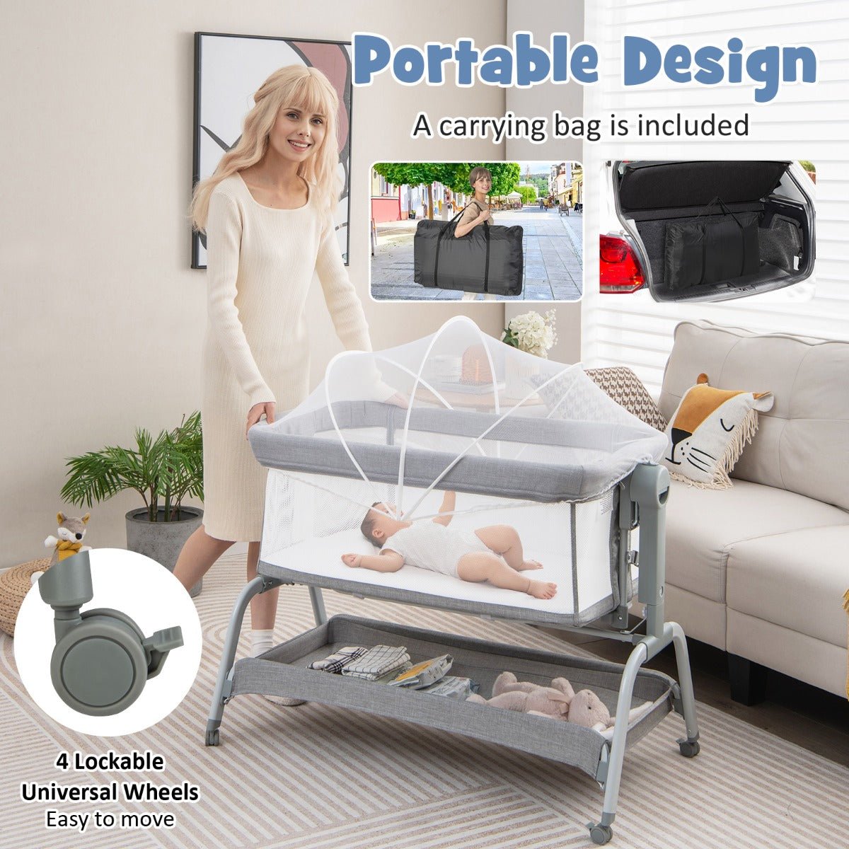 Enhance Your Baby's Sleep with the Grey 3-in-1 Travel Cot - Buy Now!