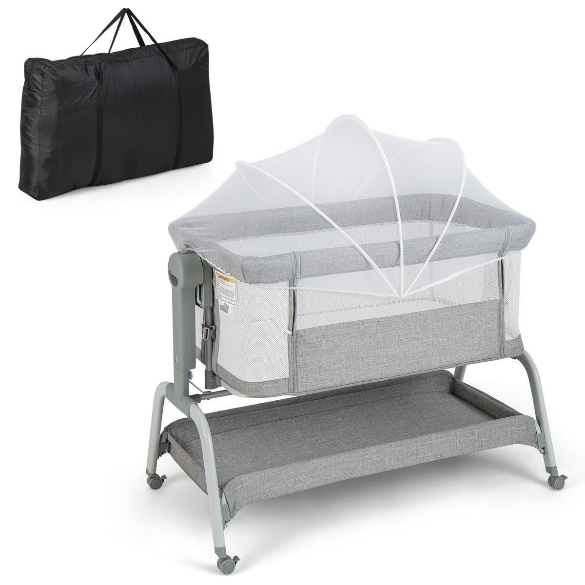 Shop Grey 3-in-1 Travel Cot - Bedside, Stand-Alone, or Rocking Cradle