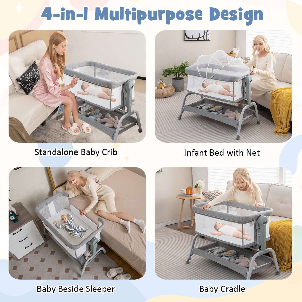 Experience Peaceful Sleep with the Grey 3-in-1 Travel Cot