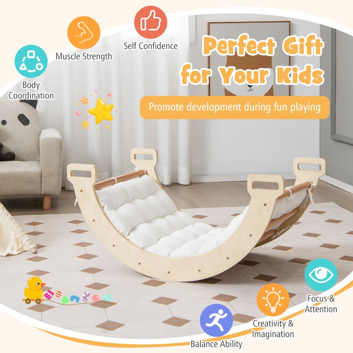 3-in-1 Arch Rocker with Cushion - Creative Play for Toddlers