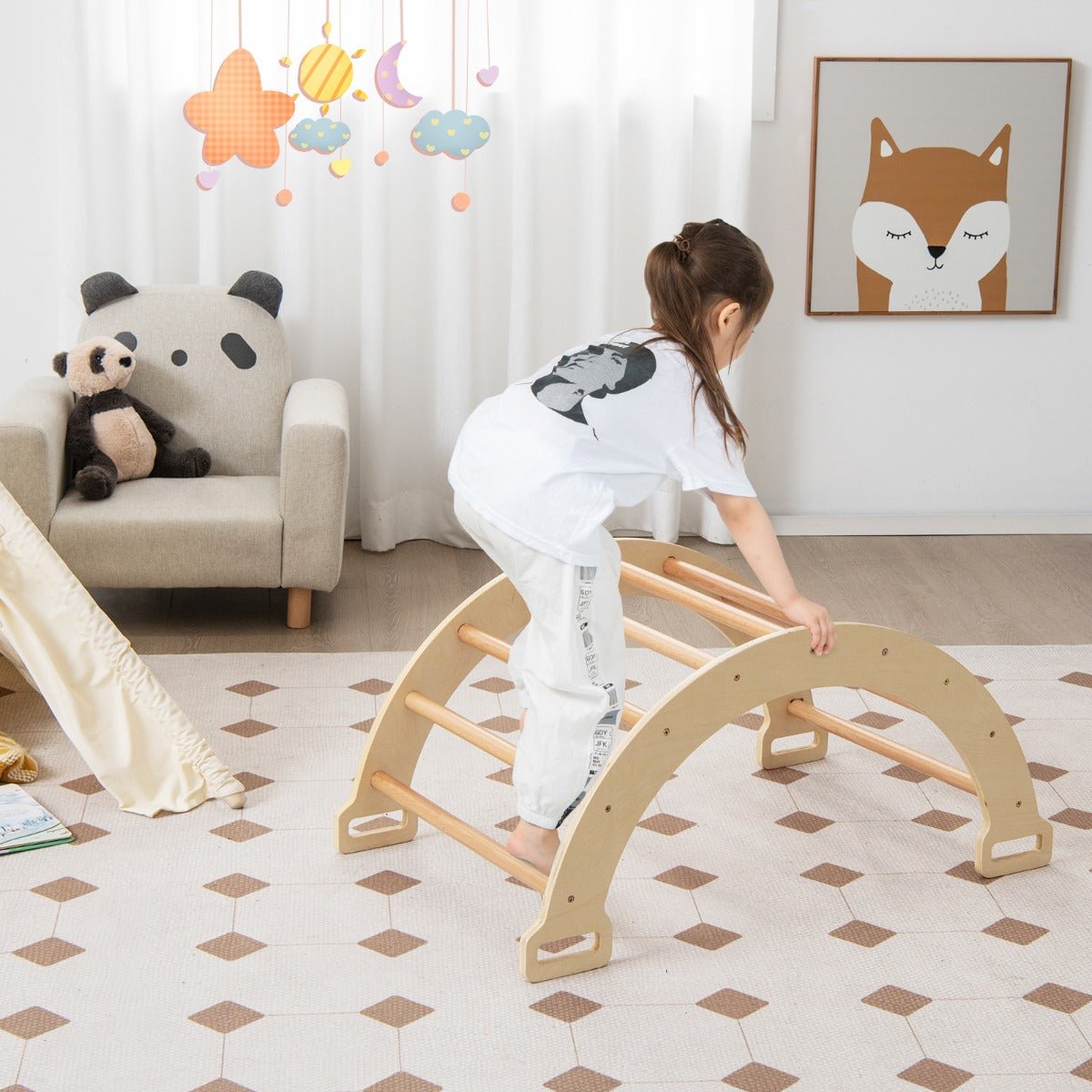 Double-Sided Wooden Arch Rocker for Toddlers - Explore, Rock, Play
