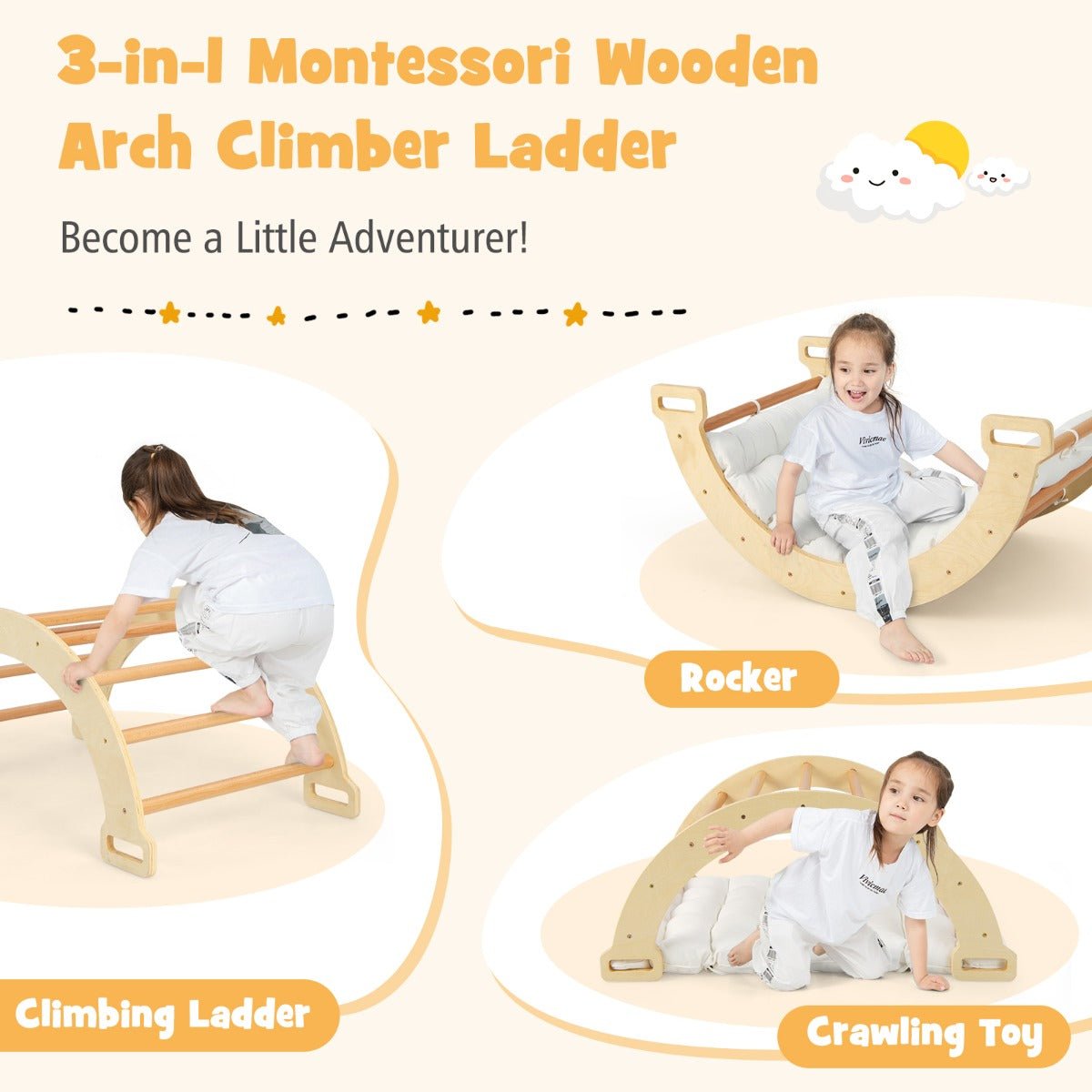 Double-Sided Arch Rocker with Cushion - Active Play for Toddlers