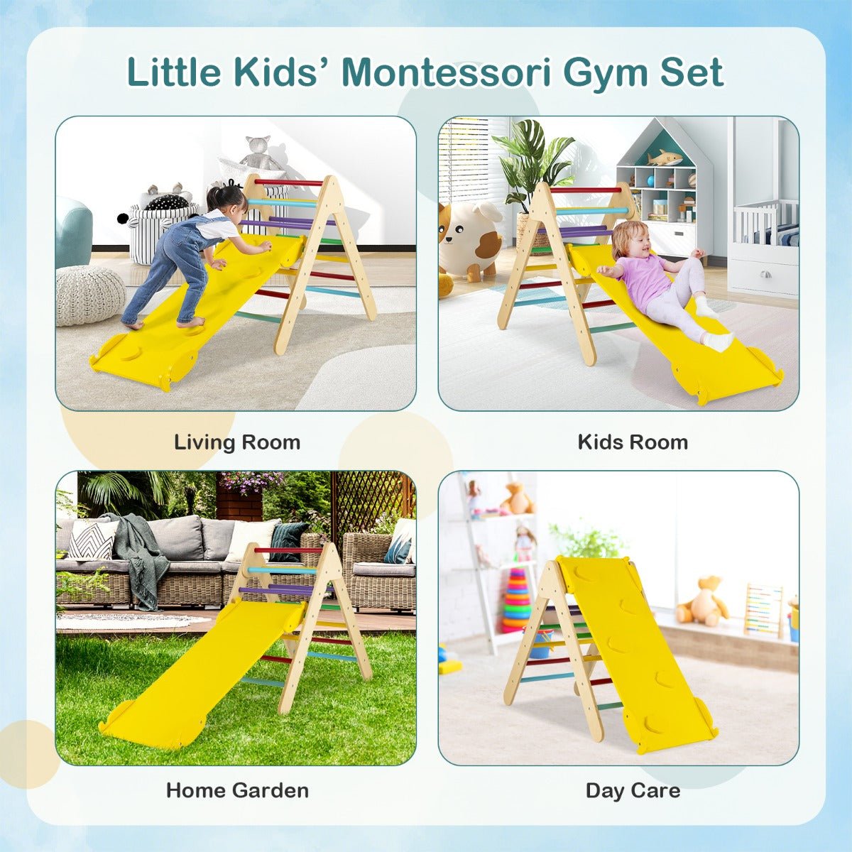 3-in-1 Kid Climbing Triangle Set - Slide, Climb, and Reversible Ramp