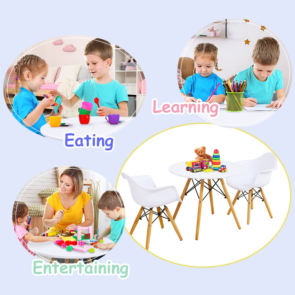 1Vibrant 3-Piece Kids Table Set - Unleash Exploration, Creativity, and Meals