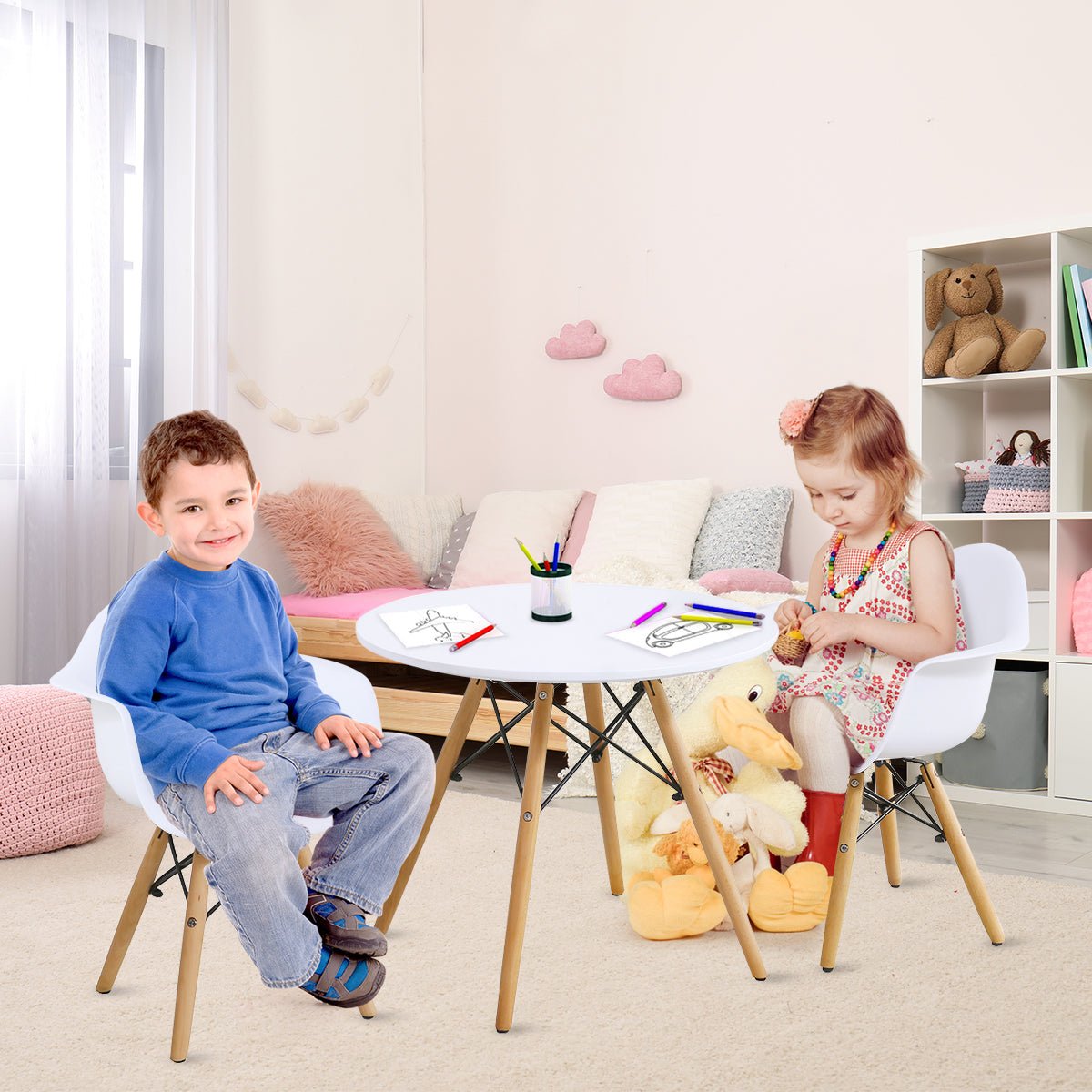 Interactive Kids Table Set with 2 Chairs - Learn, Play, Share