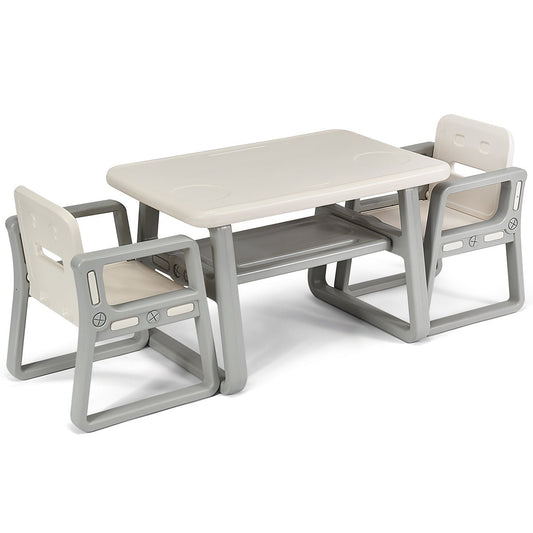 Kids Table and 2 Chairs Set with Storage Shelf - Create, Learn, Store