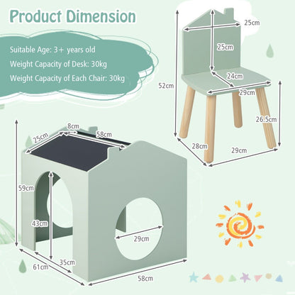 Creative Learning Space: Green Chalkboard Table and Chairs for Toddlers