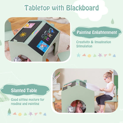 Creative Kids Furniture: Green Chalkboard Table and Chair Set