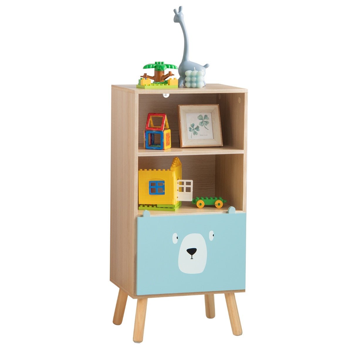 Kid's Room Wooden Bookshelf - 3-Tier Organizer for Play and Learn