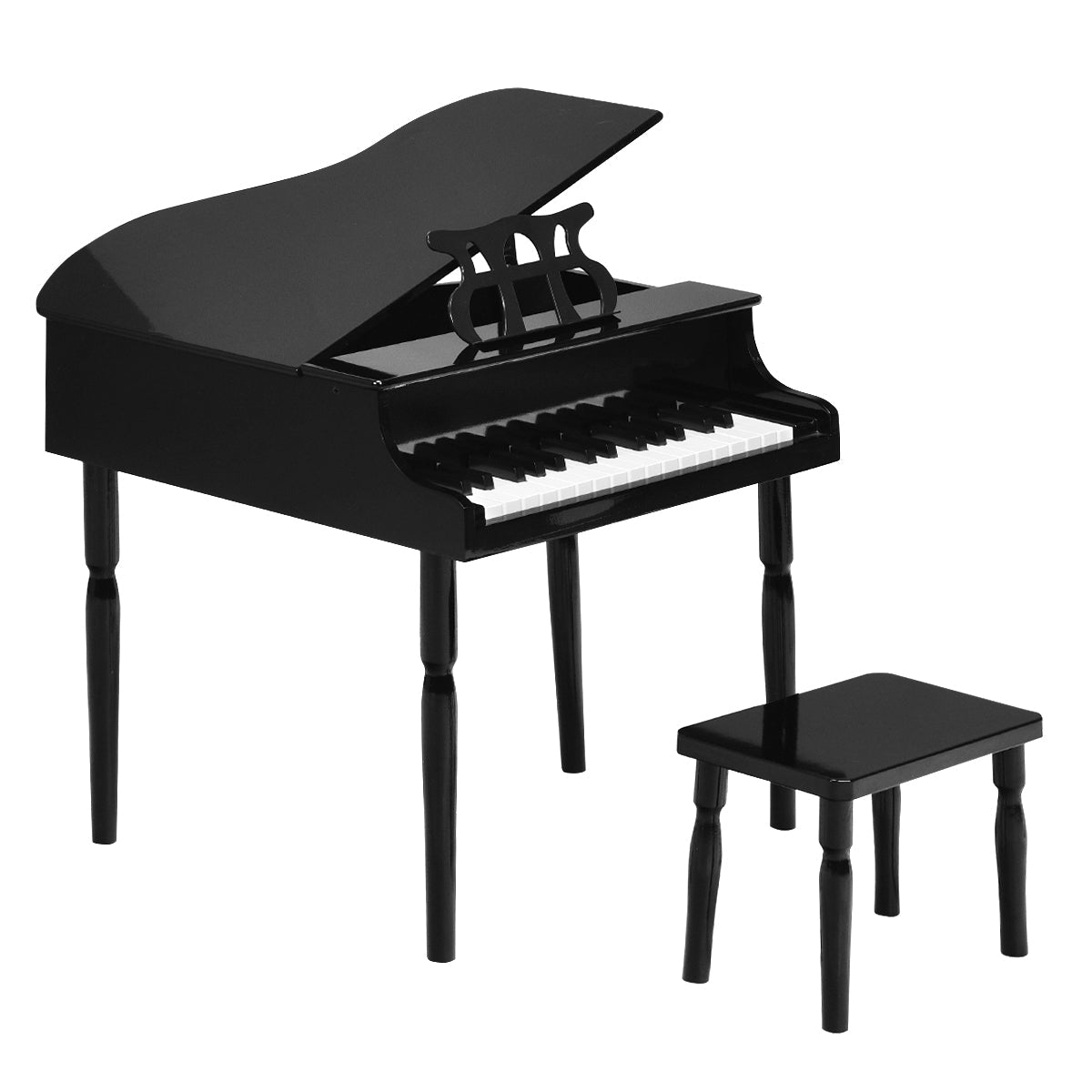 Musical Playtime: 30-Key Classic Baby Grand Piano with Bench & Music Rack Black