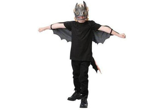 Toothless Nightfury glow dragon wings and mask set from How to Train Your Dragon for imaginative play.