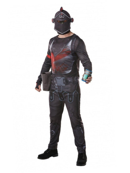 Fortnite Black Knight adult costume with accessories for dress-up play at home.