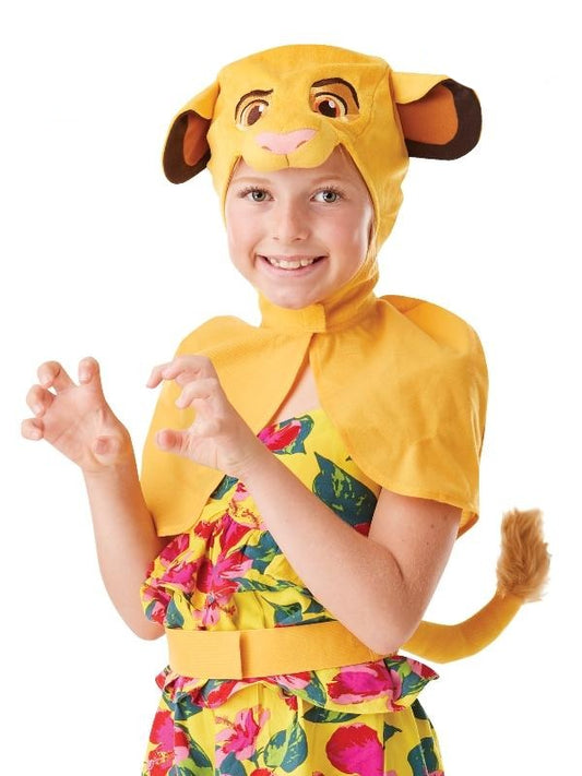 Lion King Simba costume set for kids with cape and tail for playtime fun.