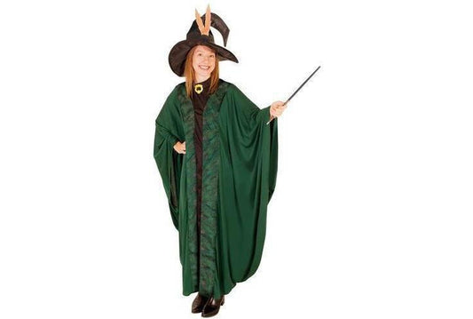 Authentic Professor McGonagall adult costume with robe and hat for kids magical play at home.