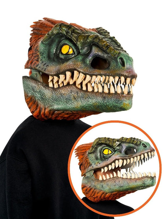 Jurassic World Pyroraptor Mask with movable jaw for immersive home playtime.