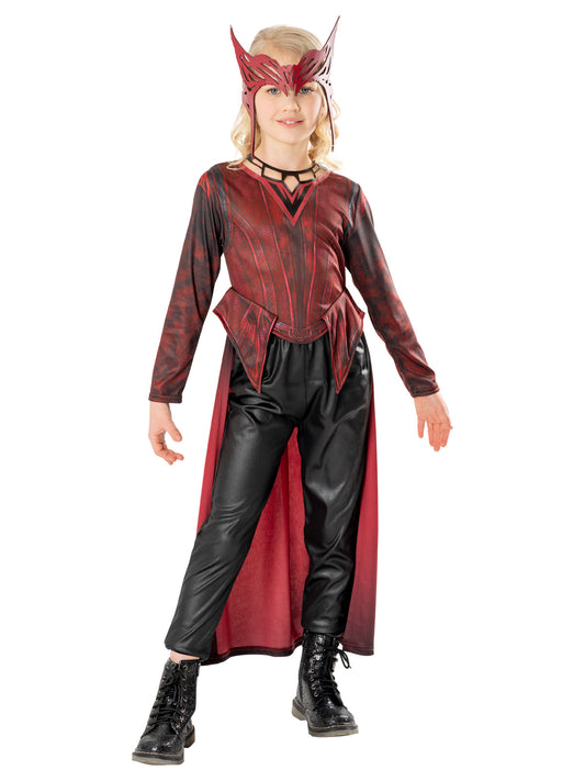 Official Marvel Scarlet Witch Kids Costume for Dr Strange 2 movie fans at home.