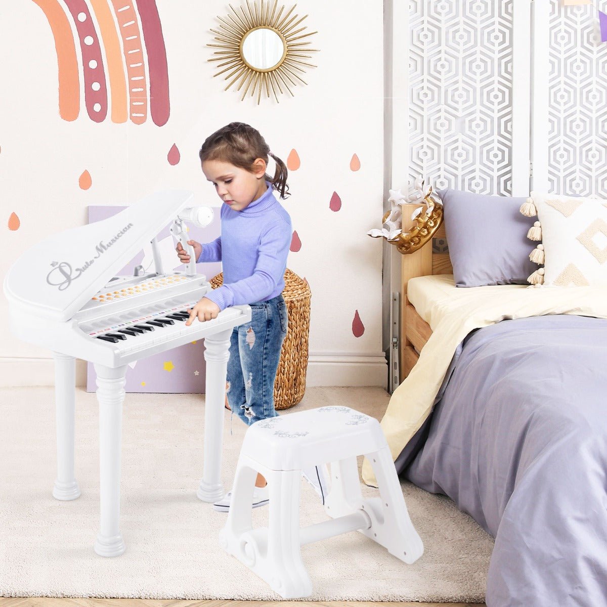 Kids Piano Keyboard with Stool and Microphone - Purchase Today