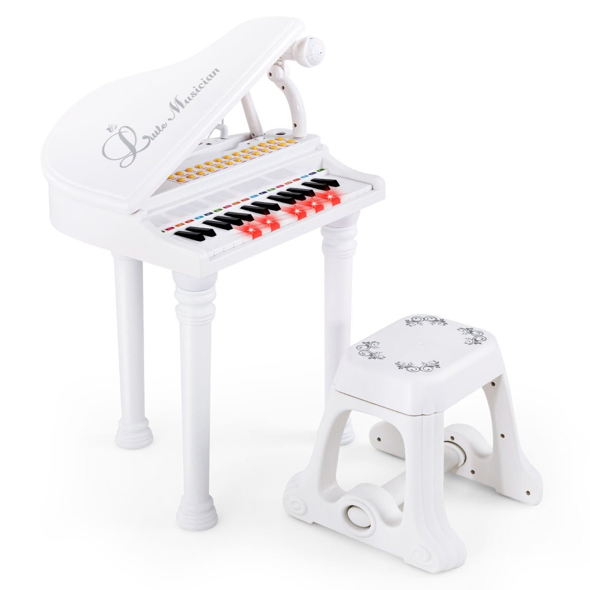 Shop the White 31-Key Kids Piano Keyboard with Stool and Microphone