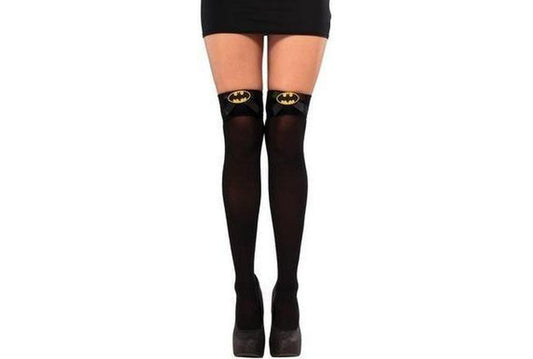 DC Comics Batgirl thigh high stockings for adults, featuring iconic Batgirl logo design.