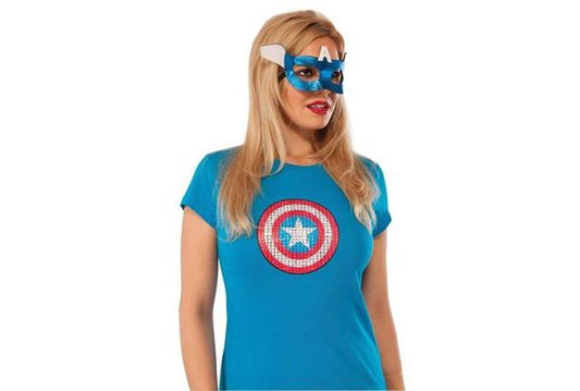 Marvel Captain America eye mask with metallic fabric for childrens imaginative play purposes.