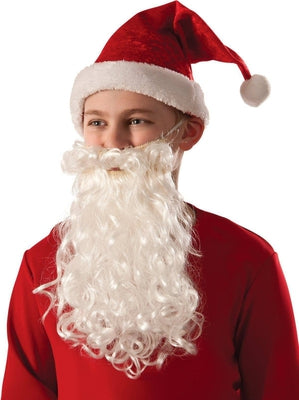 Santa beard and mustache set for childrens costumes to play dress-up at home.