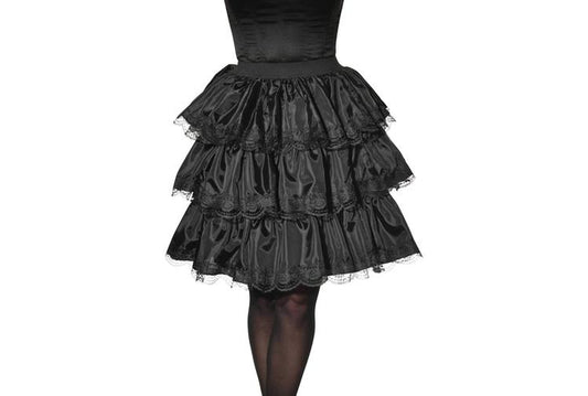 Black ruffle skirt for women, perfect Halloween accessory, adds fun to childrens costumes.