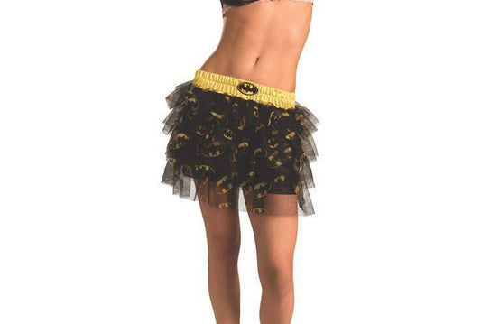 Batgirl sequin tutu skirt with iconic DC Comics design, perfect for playful dress-up at home