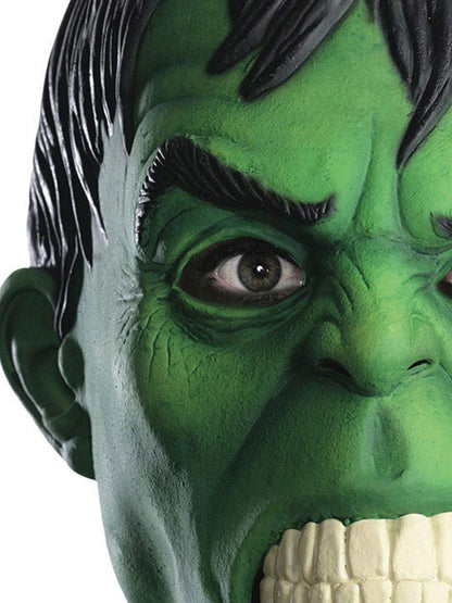 Marvel Hulk latex mask for adults, ideal for official costume parties and events.