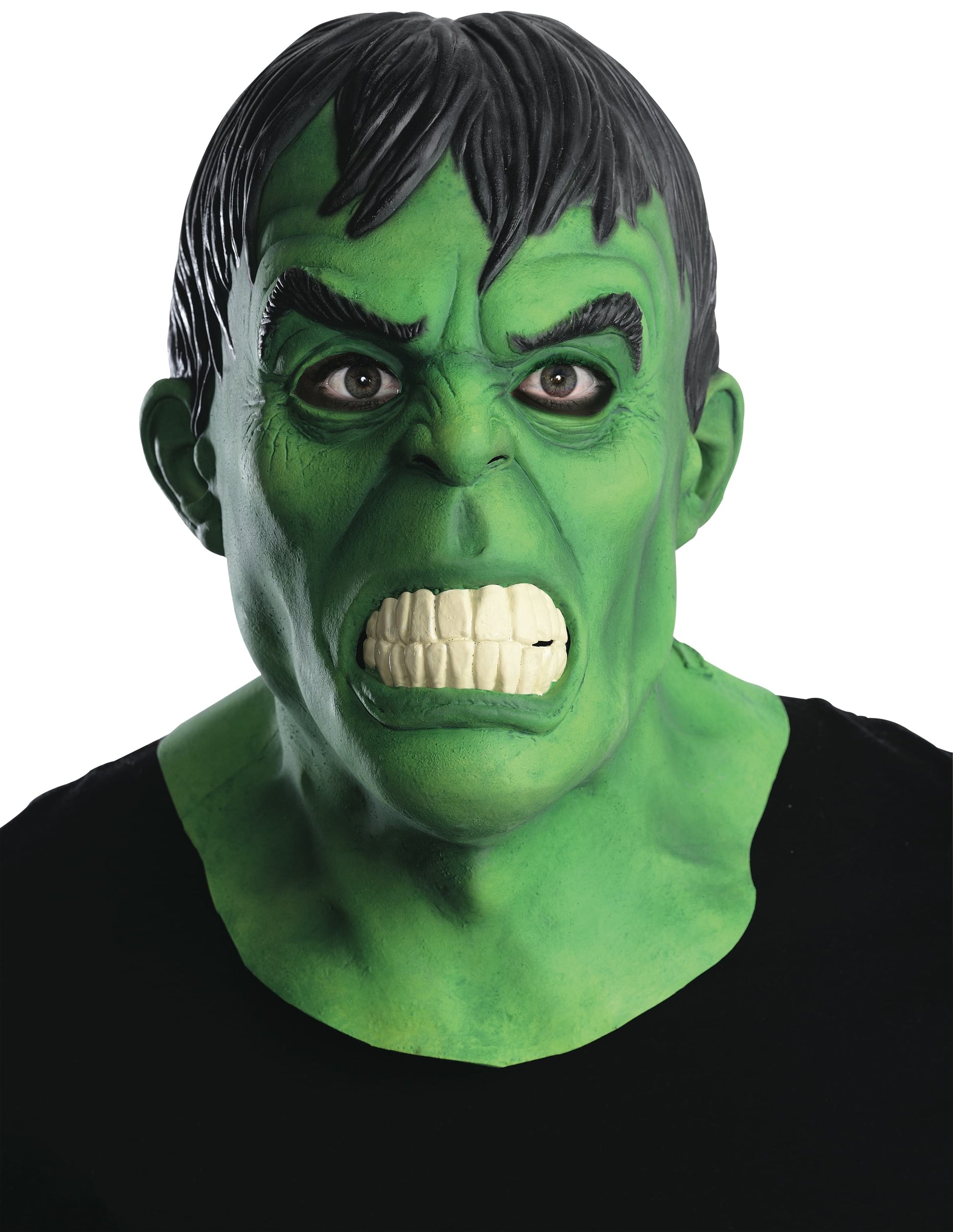 Official Marvel Hulk latex mask for adults, perfect for home costumes and cosplay fun.