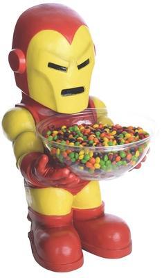 Iron Man candy bowl holder | superhero statue decor for kids playroom or party accessory.