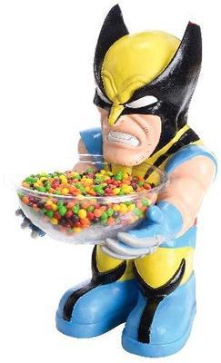 Wolverine candy bowl holder for kids parties, fun Marvel decor and treat dispenser.